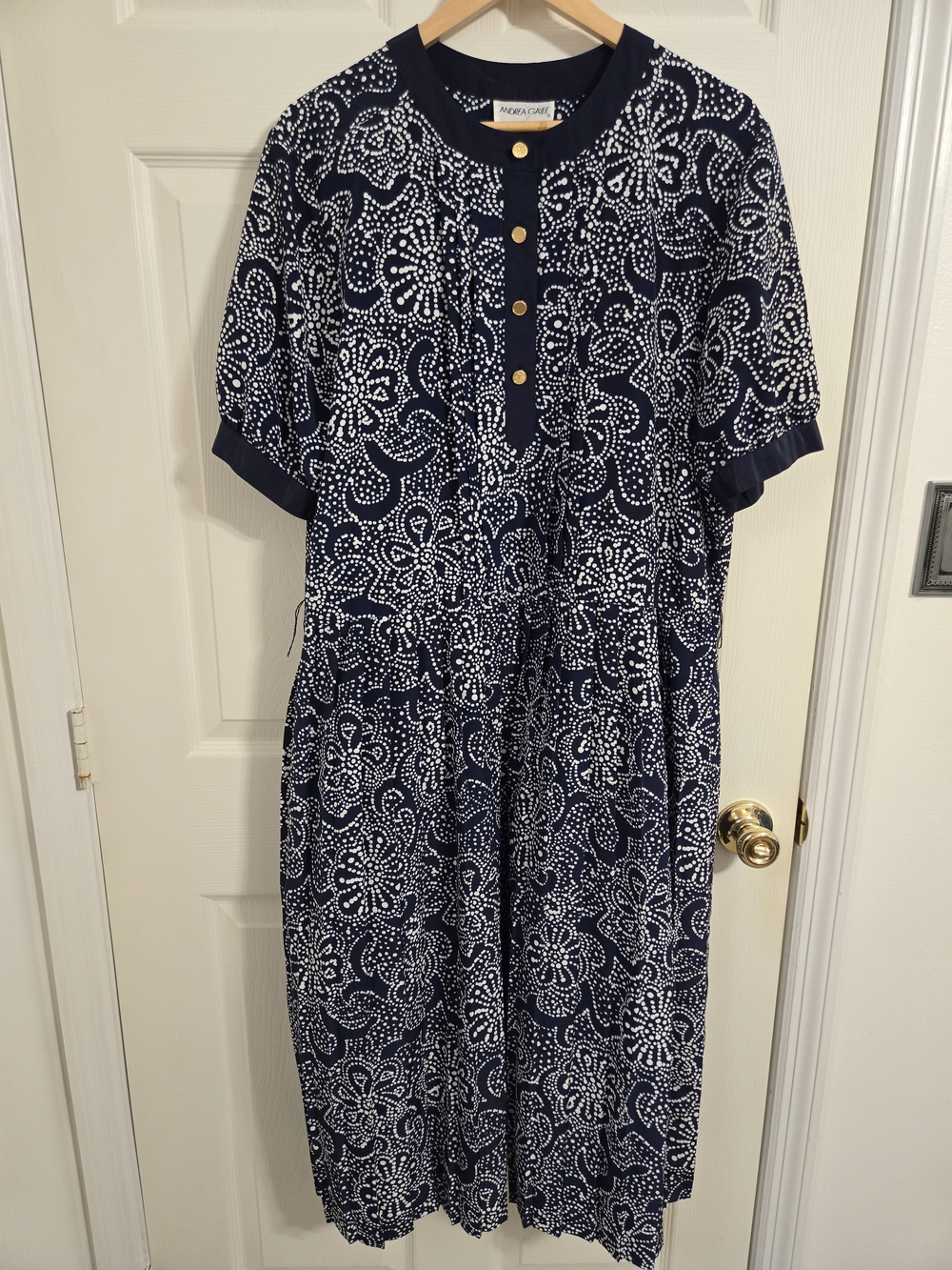 Andrea Gayle Vintage Navy White Dress Size 18